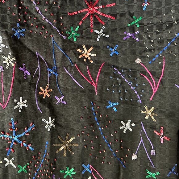 Draper's and Damon's Black Beaded Sequined Jacket FIREWORKS Women's Petite Large - Picture 10 of 14